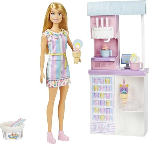 Barbie Careers Doll & Accessories, Ice Cream Shop Playset with Blonde Doll, Ice Cream Machine, Mo... | Amazon (US)