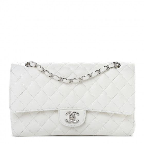 Caviar Quilted Small Double Flap White | Fashionphile