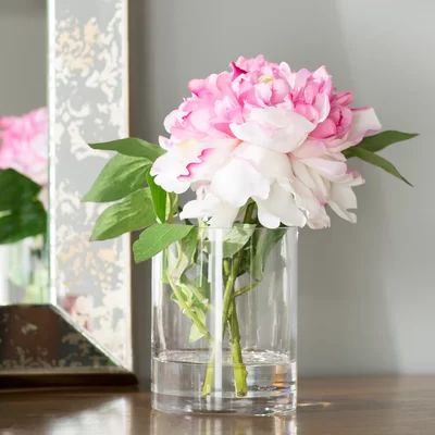 Pink Single Stem Peony in Water | Wayfair North America