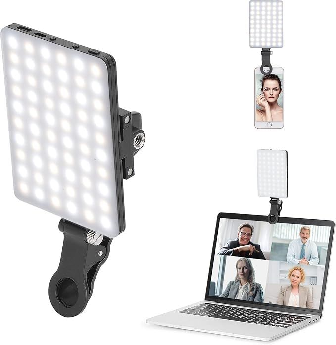Newmowa 60 LED High Power Rechargeable Clip Fill Video Conference Light with Front & Back Clip, A... | Amazon (US)