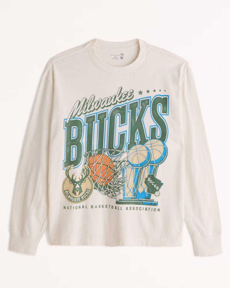 Men's Long-Sleeve Milwaukee Bucks Graphic Tee | Men's Tops | Abercrombie.com | Abercrombie & Fitch (US)