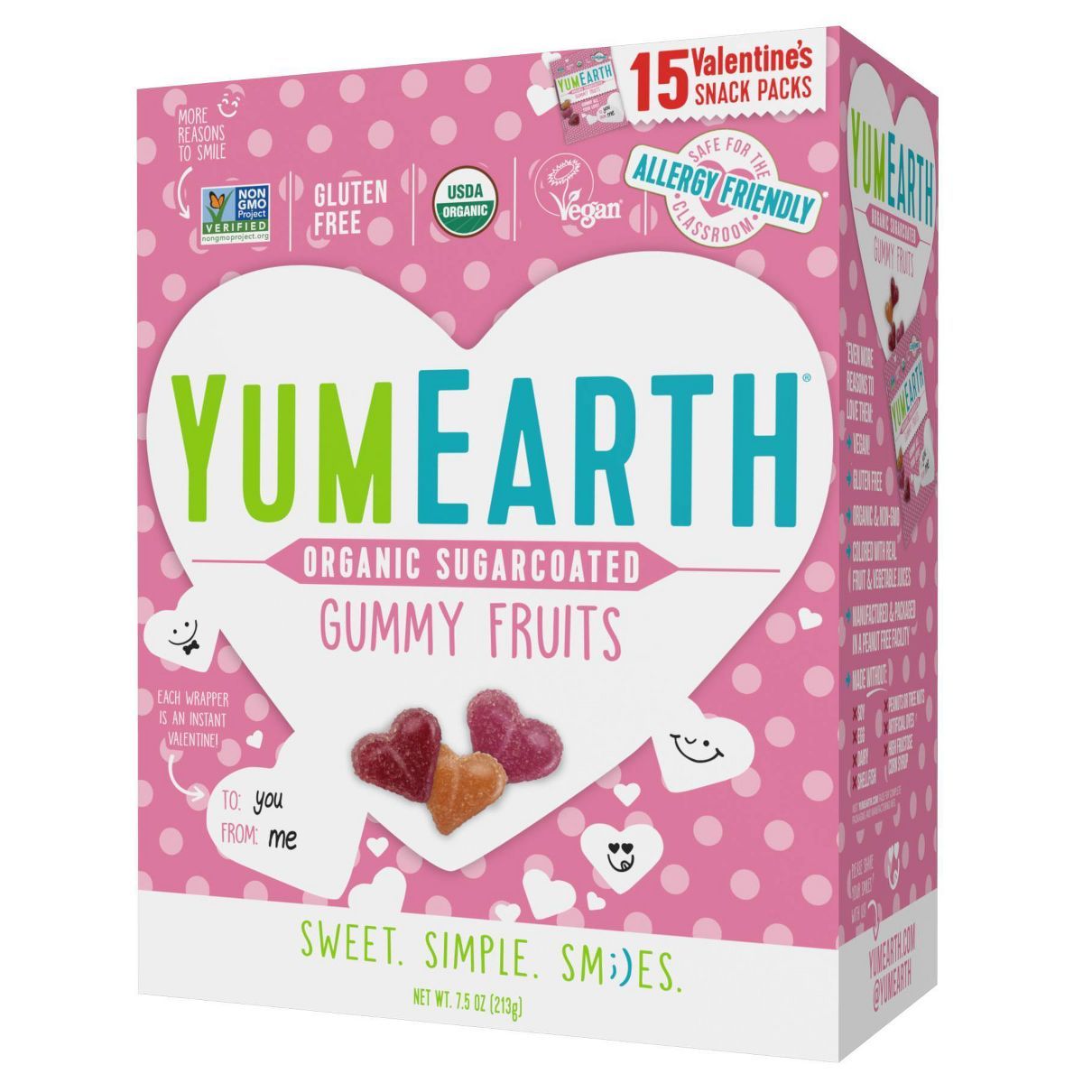 YumEarth Organic Valentine's Heart Gummies Box - 7.5oz/15ct | Target