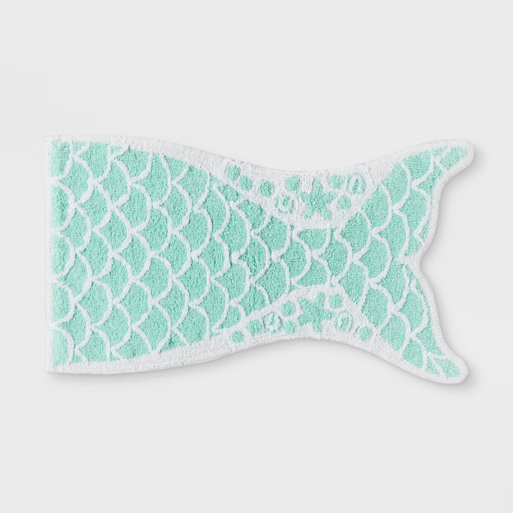 Mermaid Tail Bath Rug Crystalized Green - Pillowfort | Target