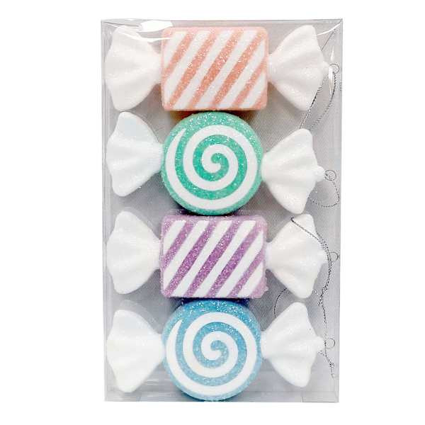 Mrs. Claus' Bakery 4-Count Candy Shatterproof Ornaments, 5" | At Home