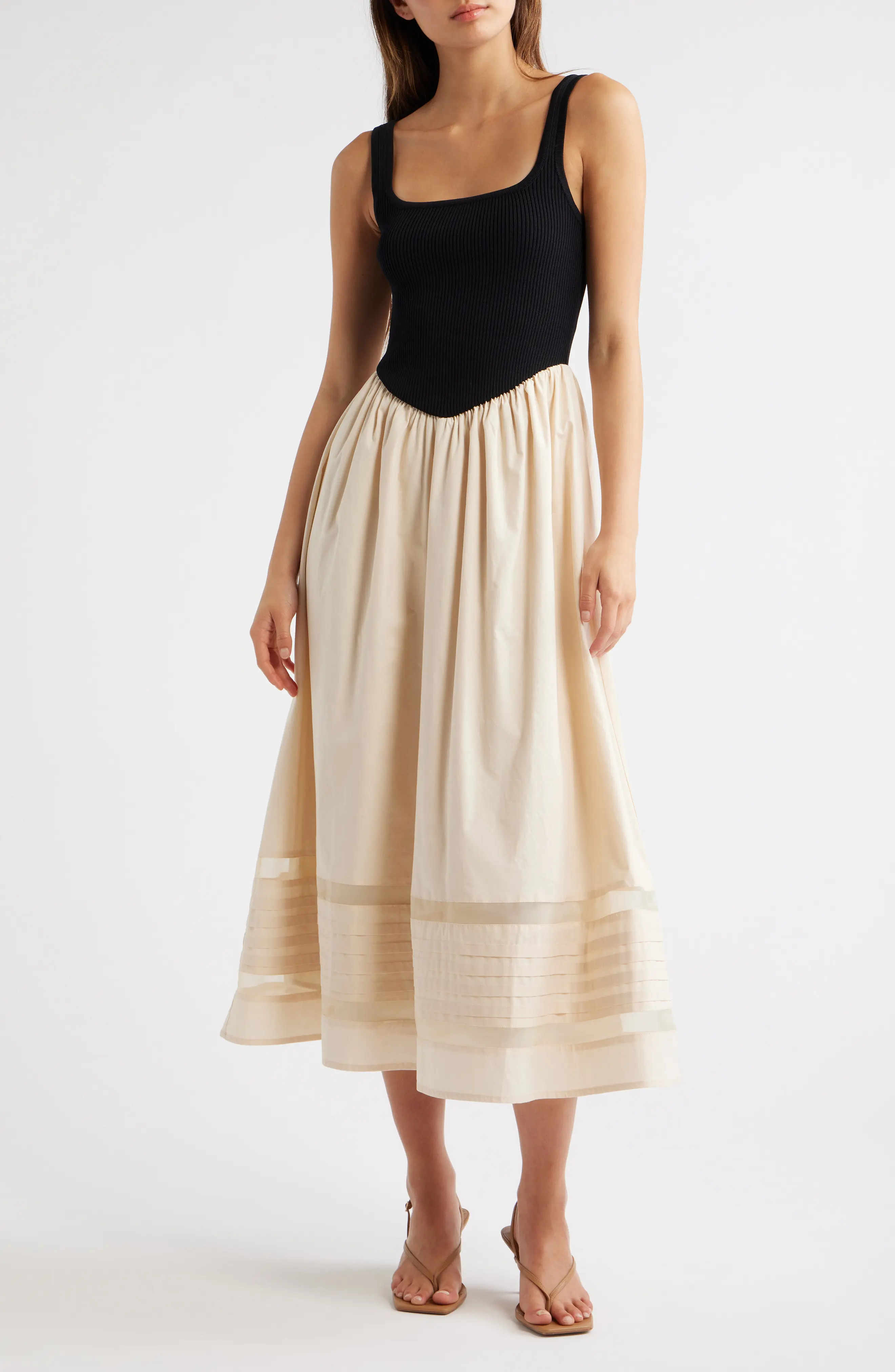 MOON RIVER Sleeveless Mixed Media Maxi Dress (Women) | Nordstrom | Nordstrom
