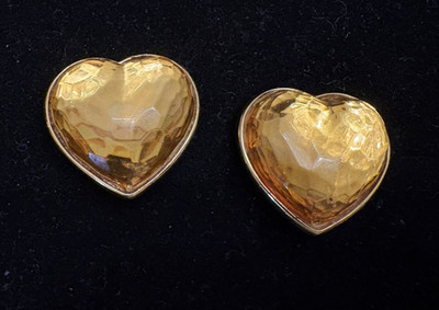 Vintage YSL Gold Yellow Lucite Heart Clip On Earrings: Yves Saint Laurent  | eBay Australia | eBay AU