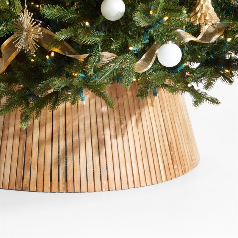 Skei Wood Natural Christmas Tree Collar + Reviews | Crate & Barrel | Crate & Barrel
