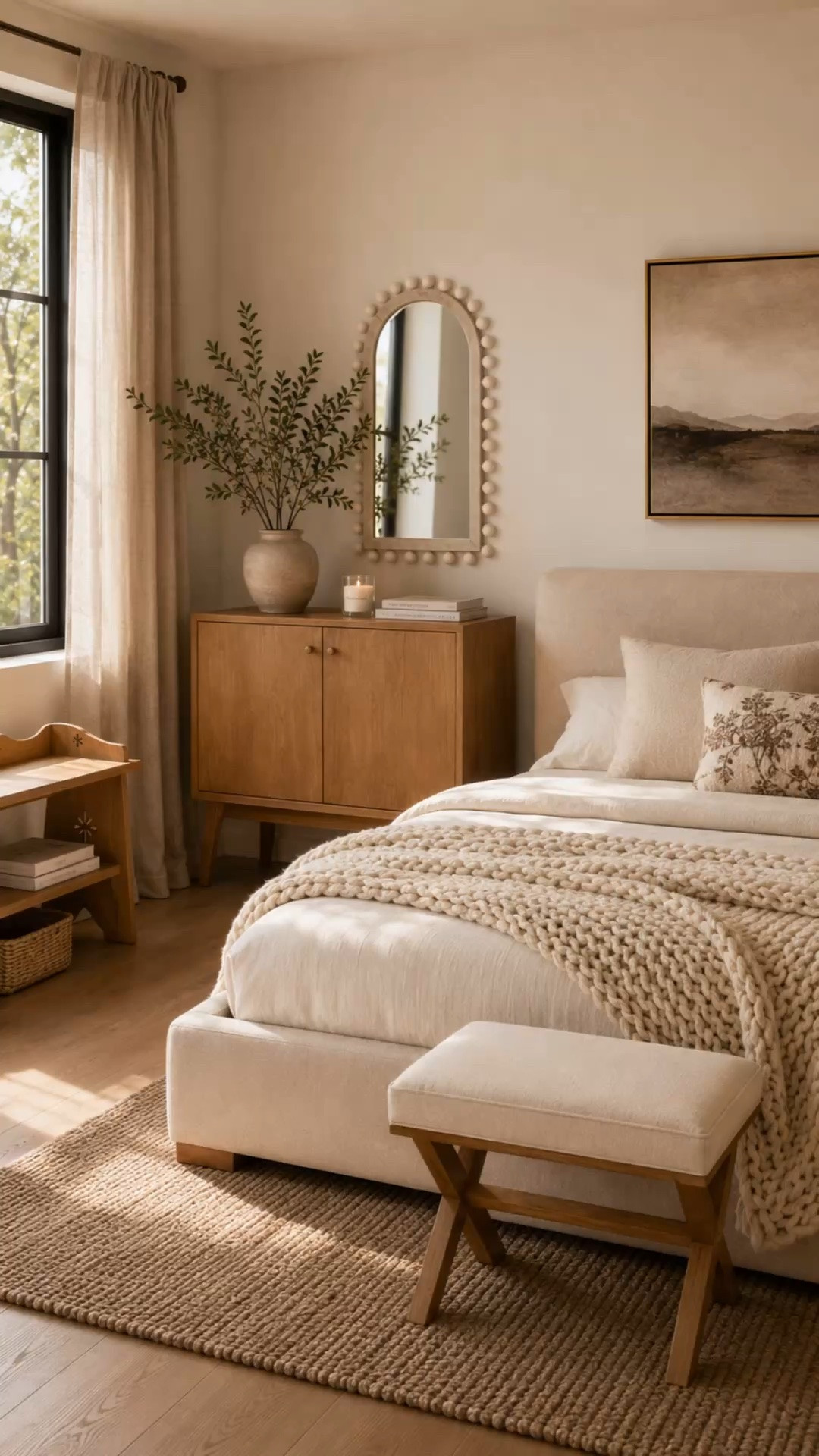 The softest neutrals, warm wood tones, and cozy details are officially taking over my bedroom wishlist 🤍

I’ve been loving pieces lately that feel calm, elevated, and timeless without making the room feel cold or overly styled. The arched mirror, creamy upholstered bed, warm wood accents, and layered textures make everything feel so inviting.

A bedroom should feel like your favorite slow morning ☁️

#bedroomdecor #neutralhome #organicmodernstyle

#LTKHome #LTKSeasonal #LTKSaleAlert