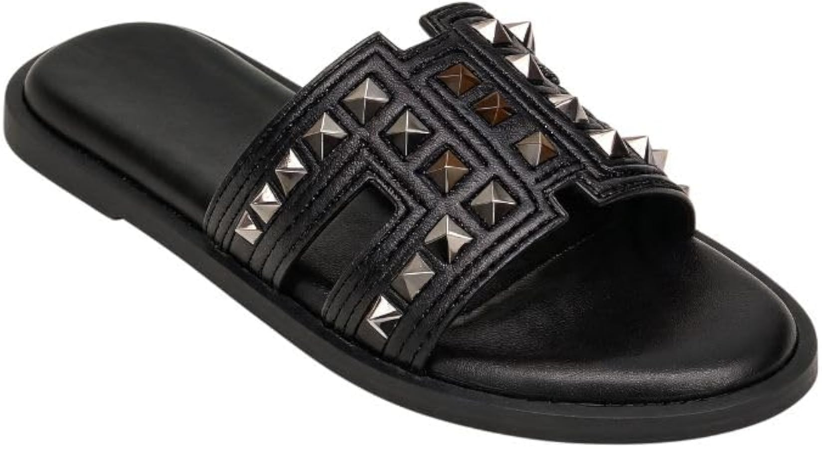 Studded Slide Sandals for Women Flat Summer Beach Slippers Fashion Open Toe Slip On Shoes Casual ... | Amazon (US)