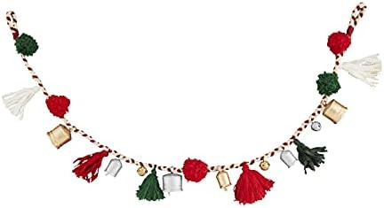 Mud Pie Christmas Tassel Bell Garland, 60", Multi | Amazon (US)