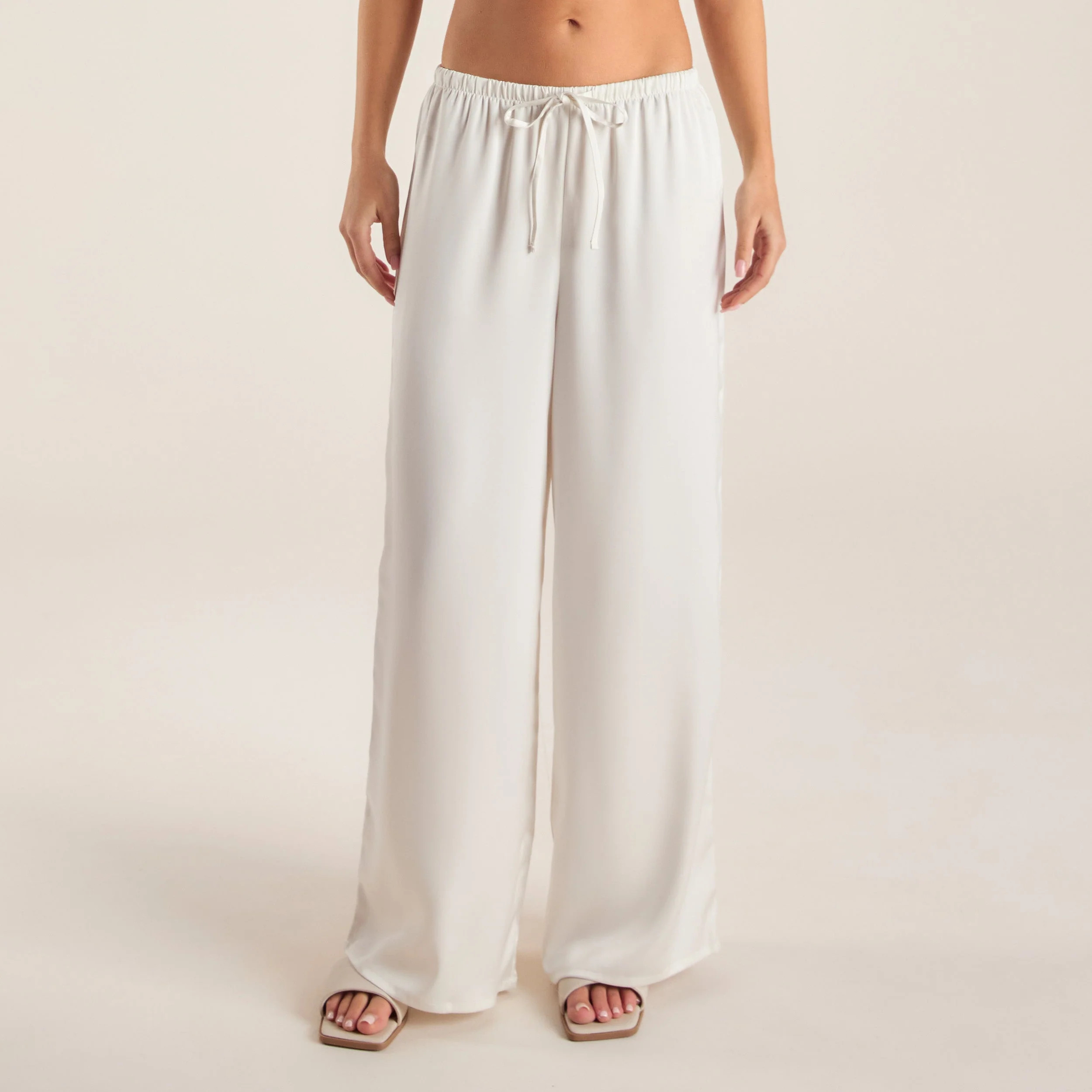 Satin Trousers - Off White | Lounge UK