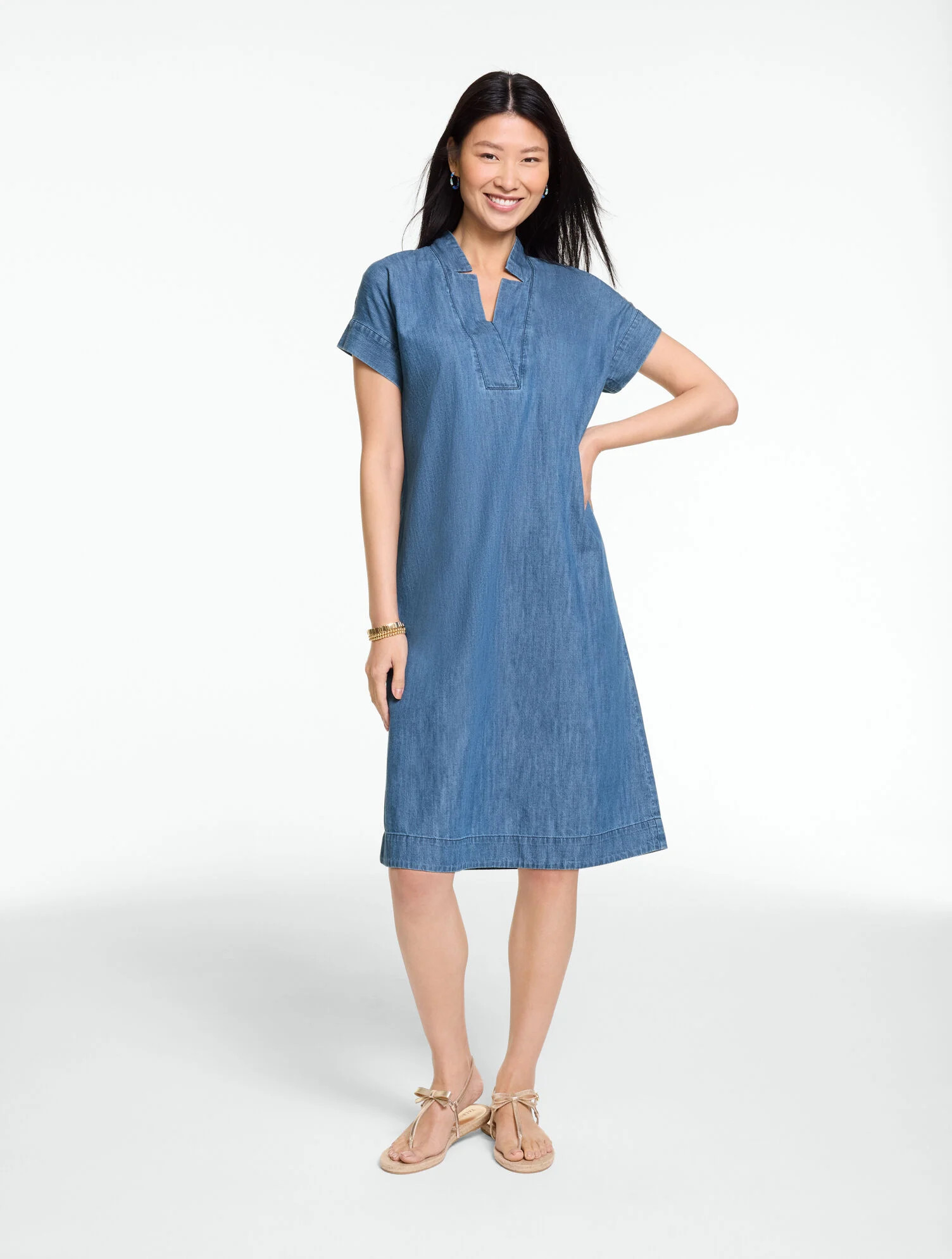 Extended Shoulder Denim Shift Dress - Catalina Breeze Wash | Talbots