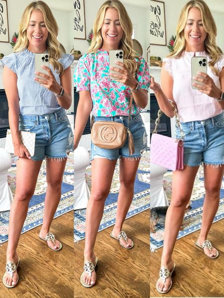 Three adorable J Crew tops for summer. Wearing a size small in all the tops and a 6 in the short. 

#LTKOver40 #LTKFindsUnder50 #LTKSaleAlert