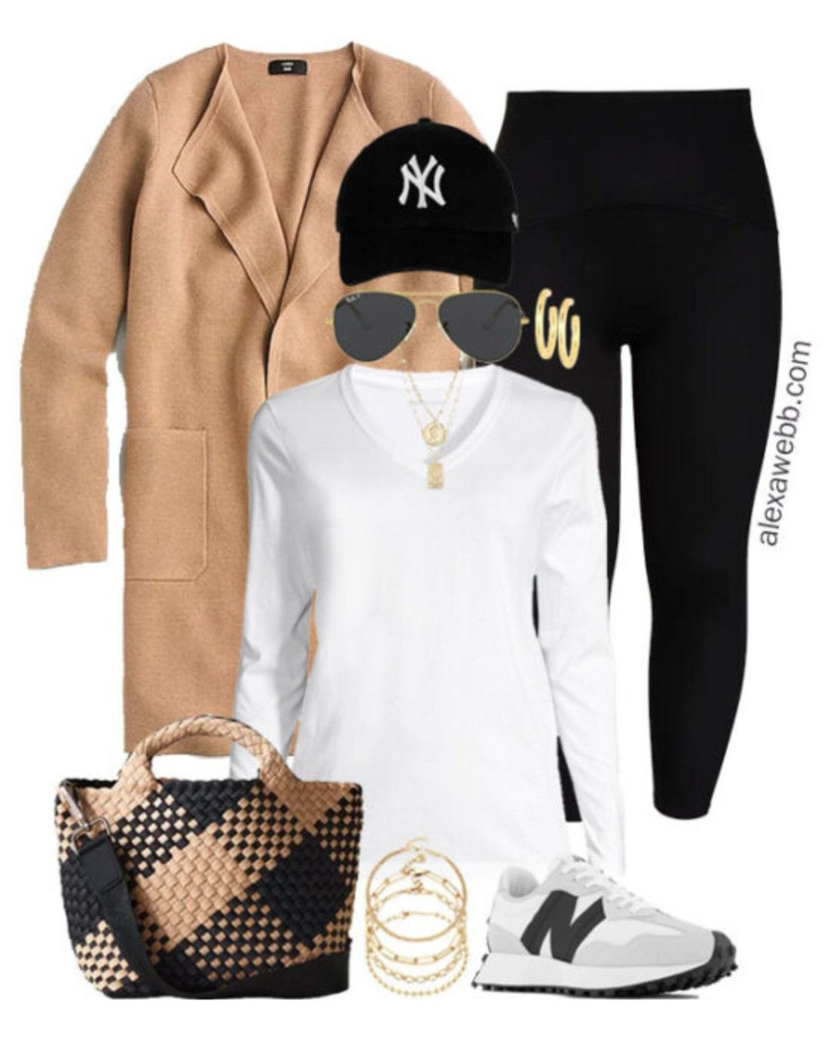 Plus Size Fall Athleisure Outfits - A plus size athleisure outfit for fall and winter with black leggings, a t-shirt, cardigan, and sneakers. So cute for lounging or running errands! Alexa Webb

#LTKStyleTip #LTKPlusSize #LTKShoeCrush