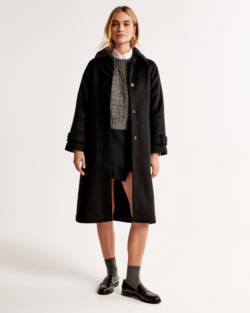 Women's Wool-Blend Funnel Neck Coat | Women's Coats & Jackets | Abercrombie.com | Abercrombie & Fitch (US)