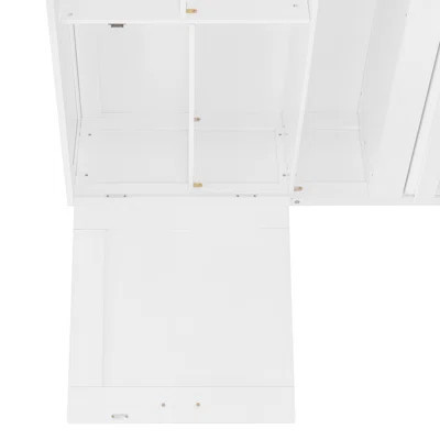 Queen Size White Wall Murphy Bed with Diamond Stripes - Ample Storage & Chic Design | Wayfair North America