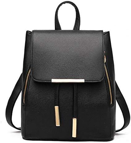 Fashion Shoulder Bag Rucksack PU Leather Women Girls Ladies Backpack Travel bag (Black) | Amazon (US)