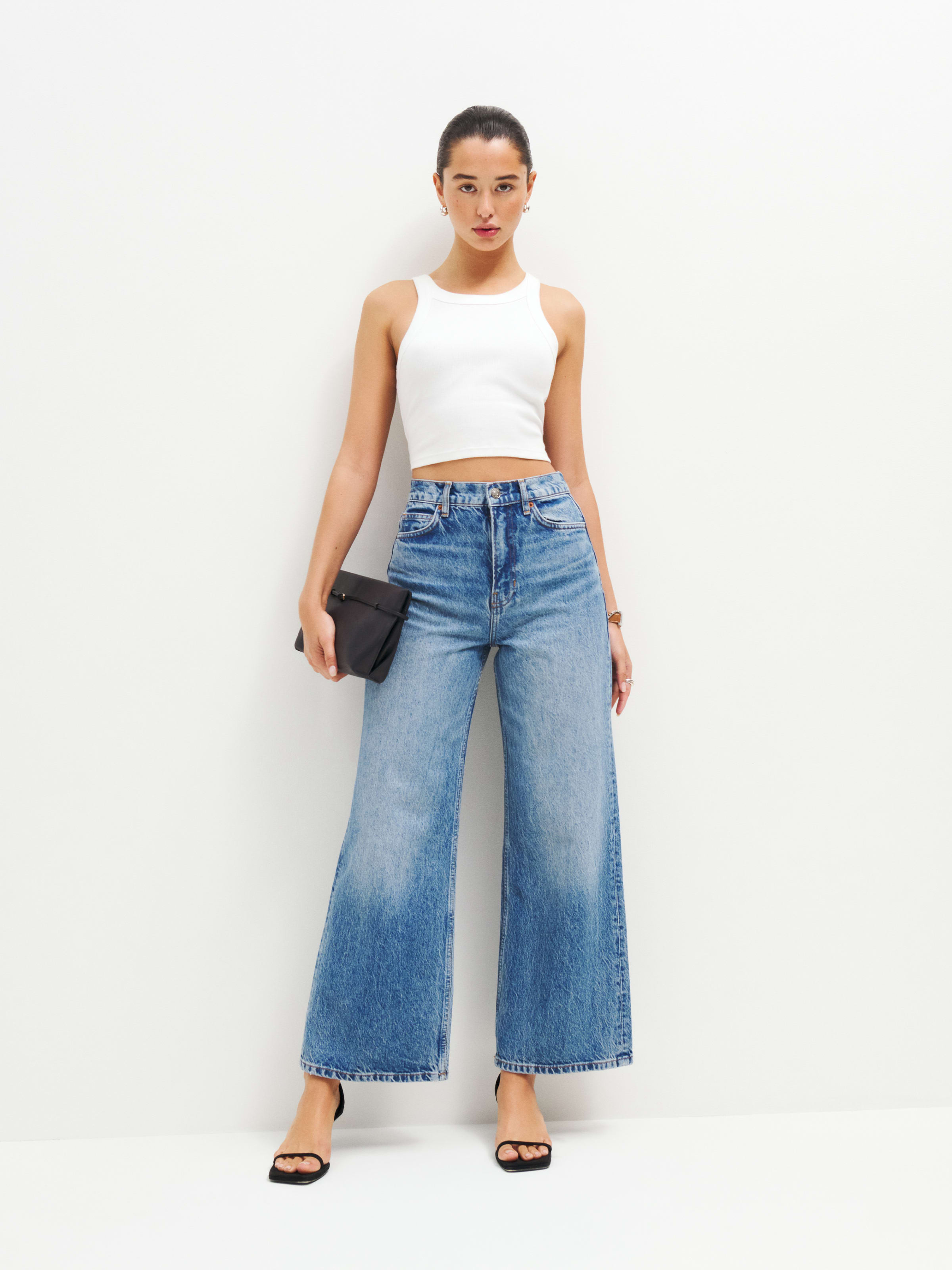 Cary High Rise Slouchy Wide Leg Cropped Jeans | Reformation (Global)