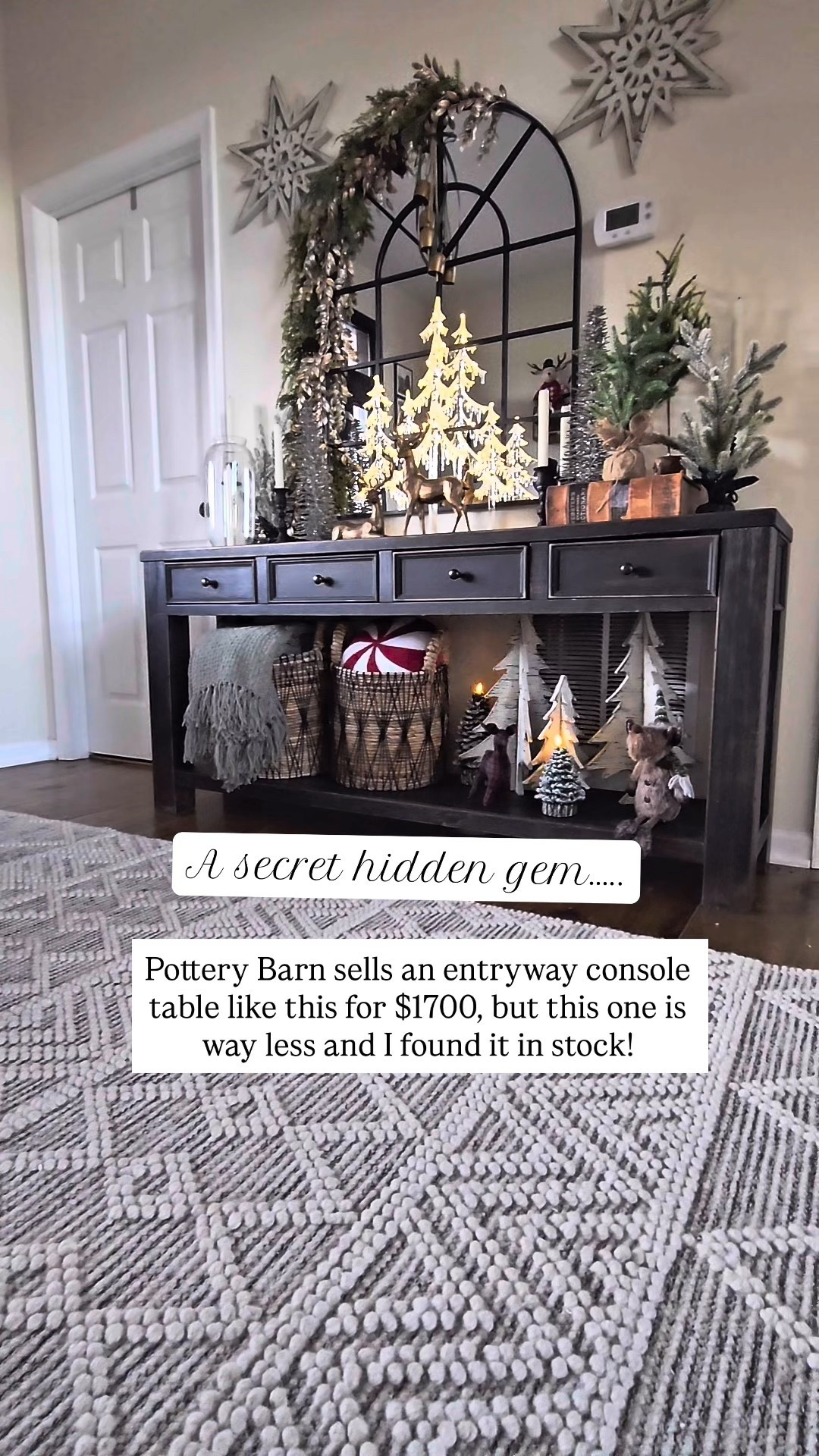 Holiday entryway console table styling for the win! Just click the thumbnails to shop! Console table, entryway table, black entryway table, rustic entryway table, designer look for less, table decor, holiday decor, Christmas tree decor, entryway decor, Christmas entrywayy

#LTKSaleAlert #LTKHome #LTKStyleTip