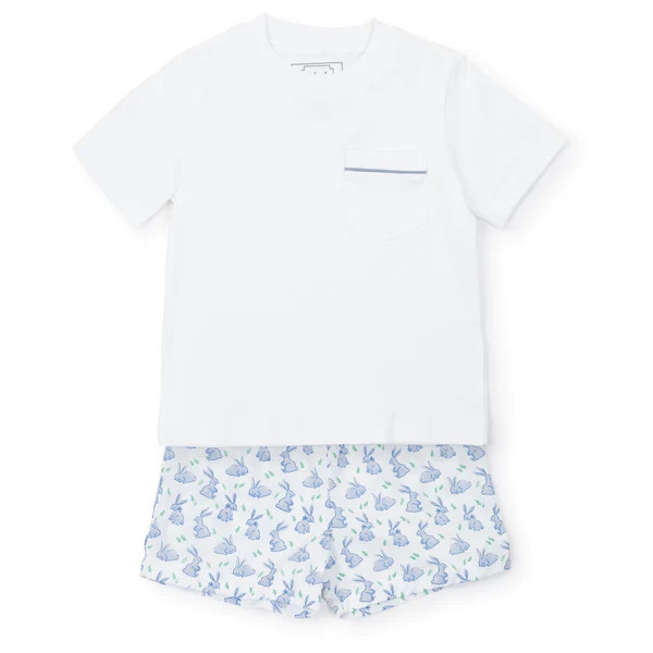 SALE Hudson Boys' Pima Cotton Short Set - Bunny Hop Blue | Lila and Hayes