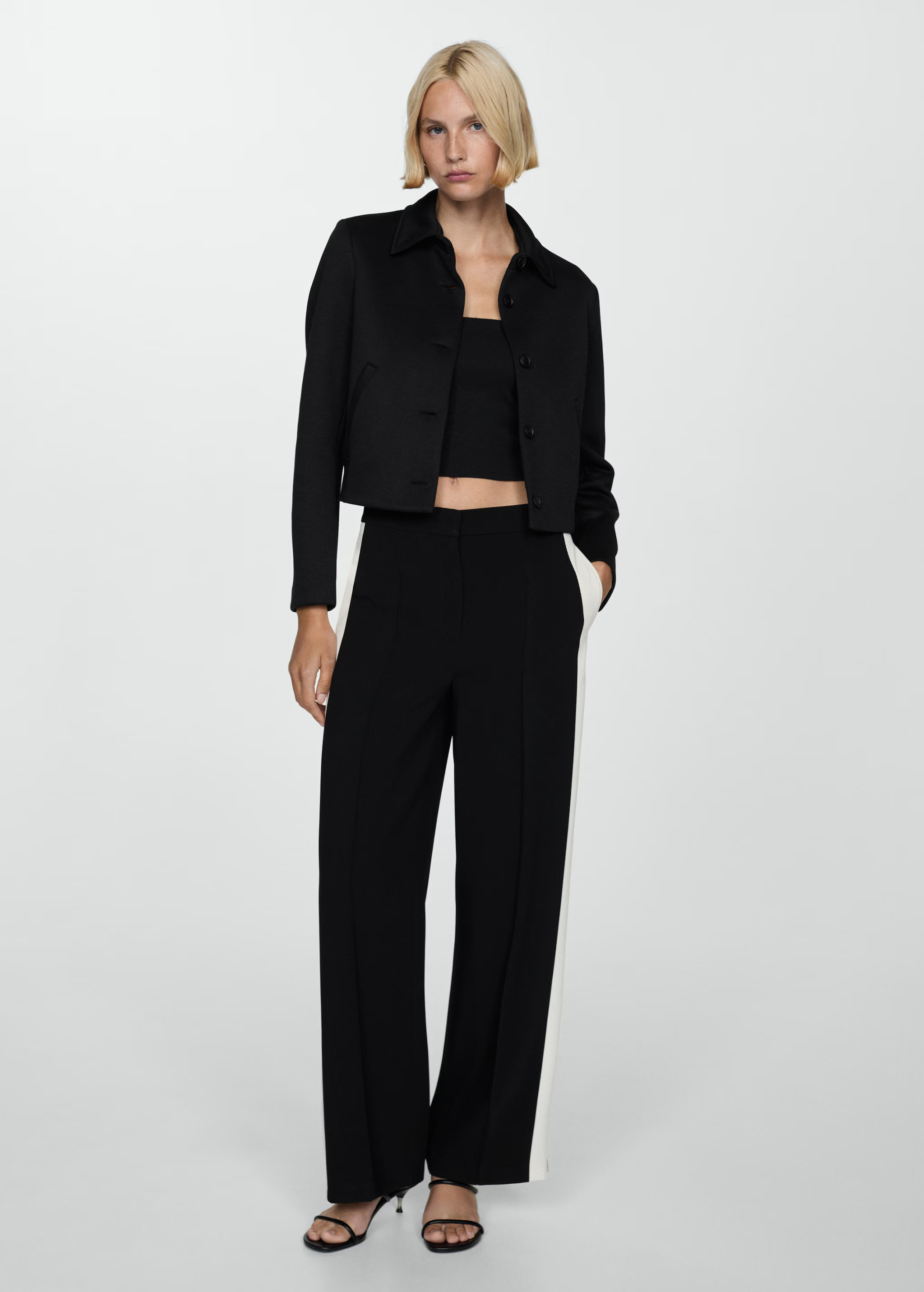 Striped trousers with contrasting sides - Women | MANGO USA | Mango (US/MX/AU)