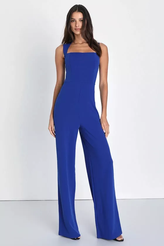 Royal Blue Sleeveless Jumpsuit - Wide-Leg Jumpsuit - Jumpsuit - Lulus