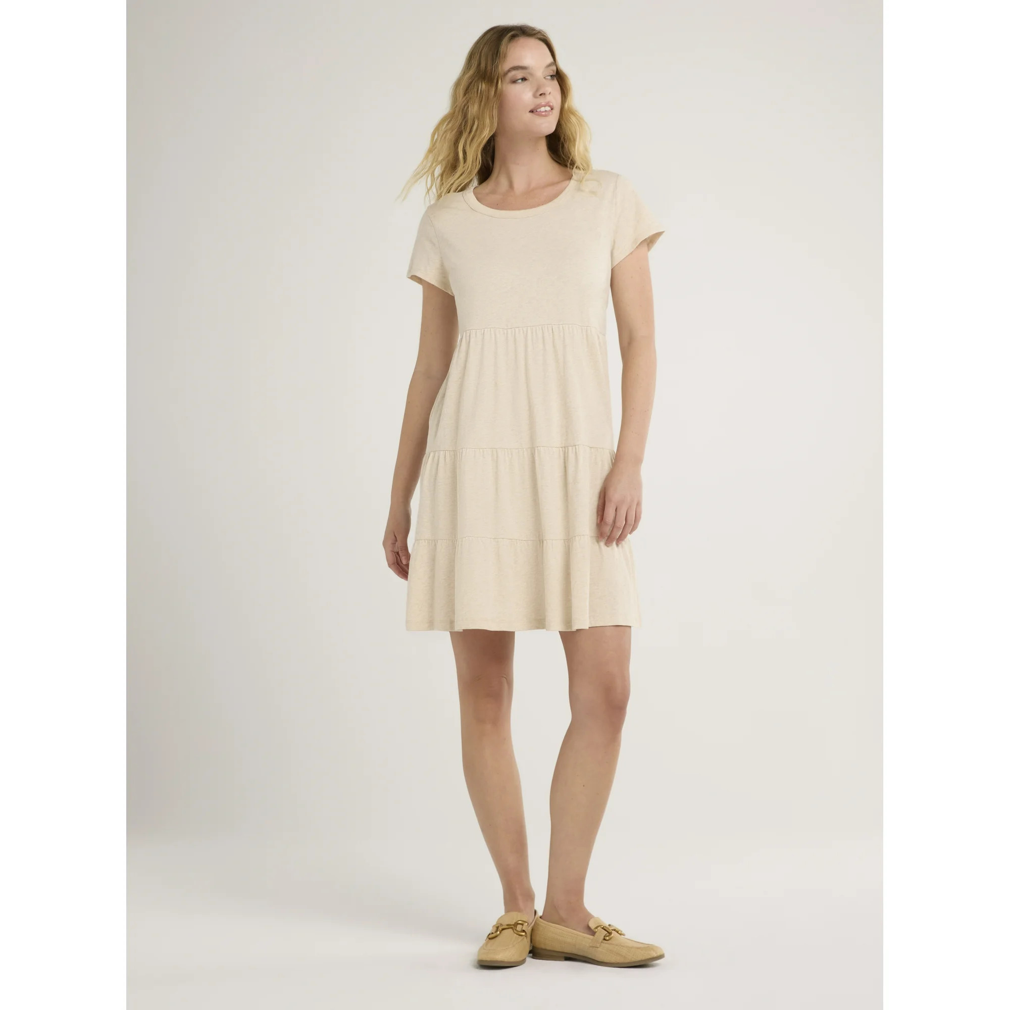 Time and Tru Women's Tiered Cotton Knit Dress, XS-XXXL | Walmart (US)