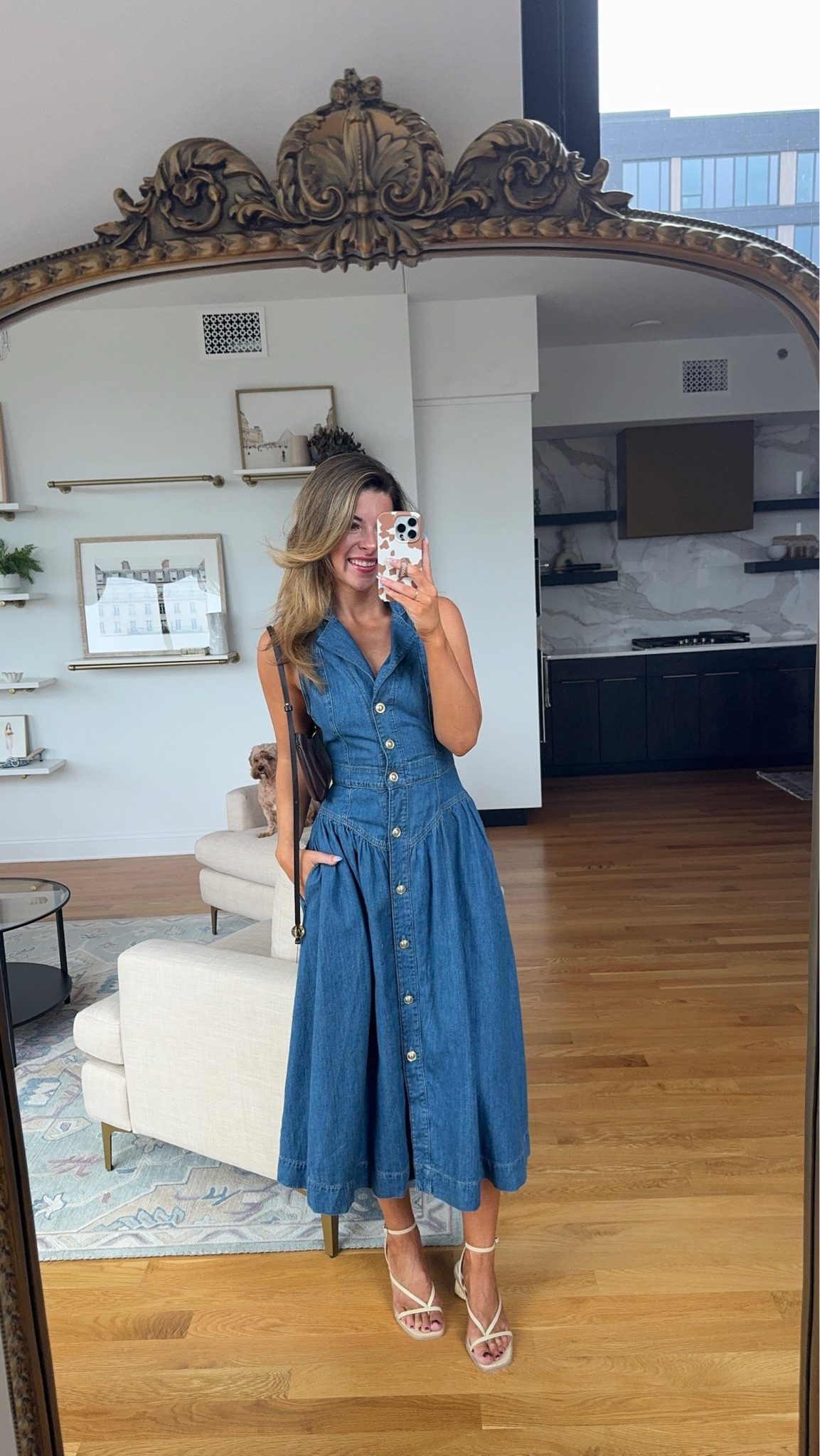 ellison denim midi dress Reformation Ellison Denim Midi Dress