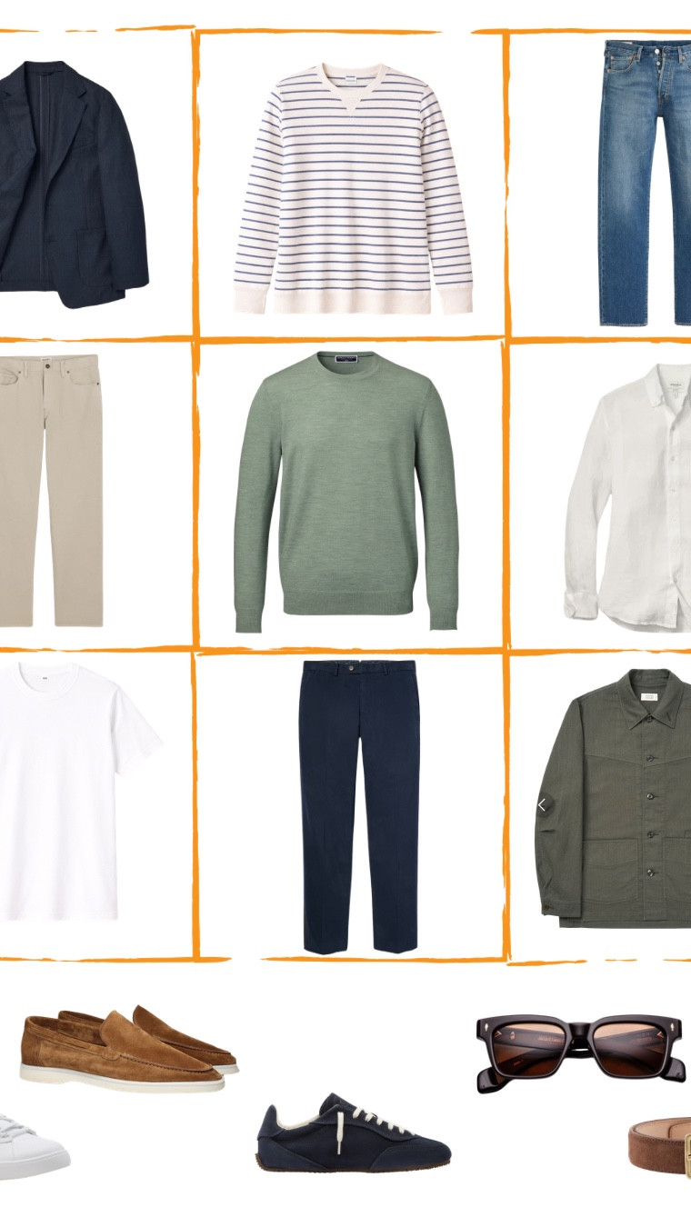 This is Packing Sudoku — built for men. Finally.

9 pieces. 27 outfits. Two weeks in Europe. Carry-on only.
Every piece in this grid works with every other piece. Three tops, three bottoms, three layers. Nothing wasted, nothing missing.
Who says men can’t pack well… 