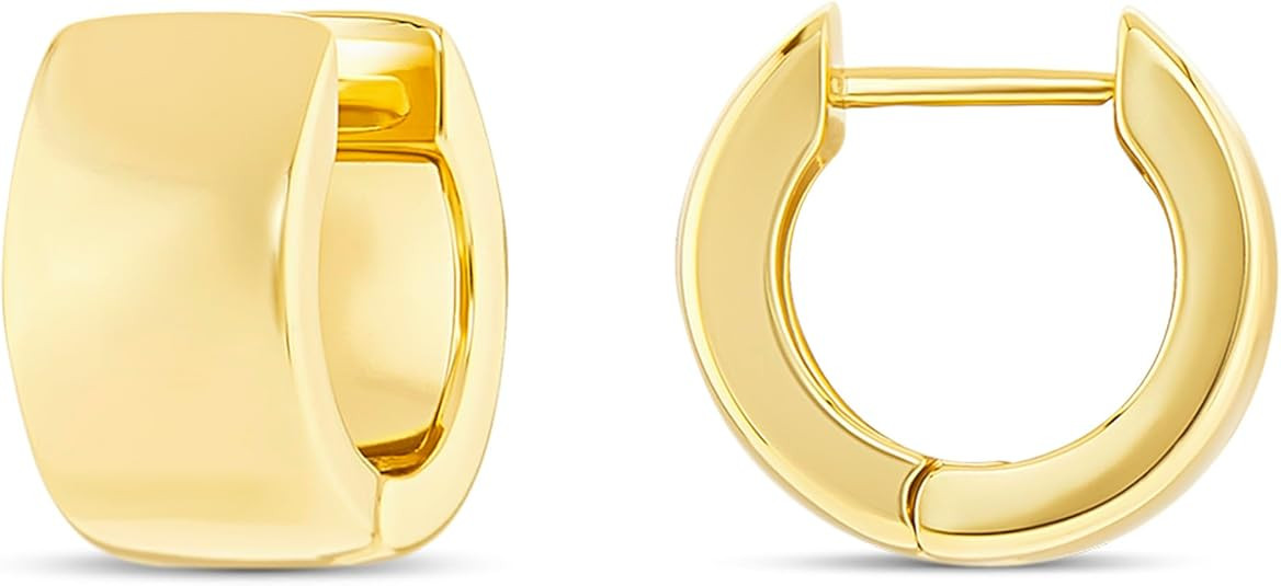 MILLA 14K Gold Plated Hoop Earrings | Small Silver Hoops | Thick Lightweight Chunky Hoop Earrings... | Amazon (US)