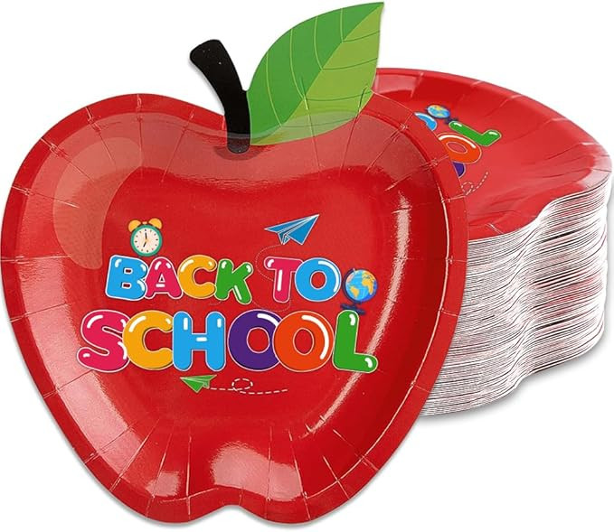 50PCS Back to School Paper Plates Red Apple Paper Plates First Day of School Party Supplies Teach... | Amazon (US)