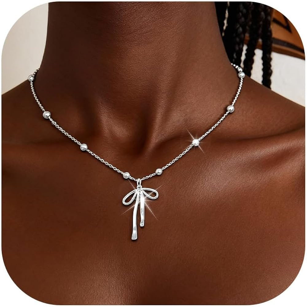 Choistily Bow Necklace Gold Dainty Bowknot Pendant Choker Necklace Bow Themed Stuff Jewelry Chris... | Amazon (US)