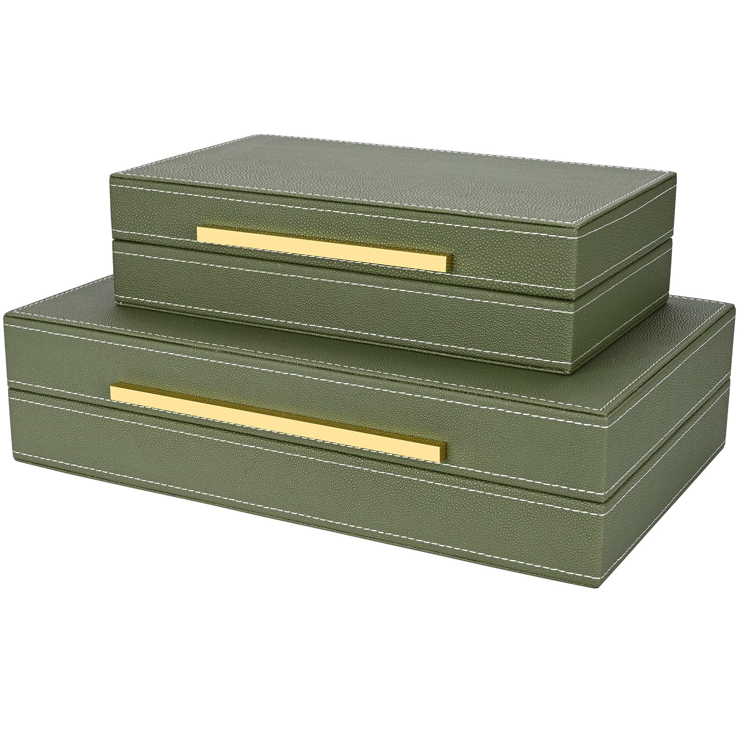Green Shagreen box Set of 2 Faux Leather Decorative Boxes,Large Nesting Storage Decorative Boxes ... | Amazon (US)