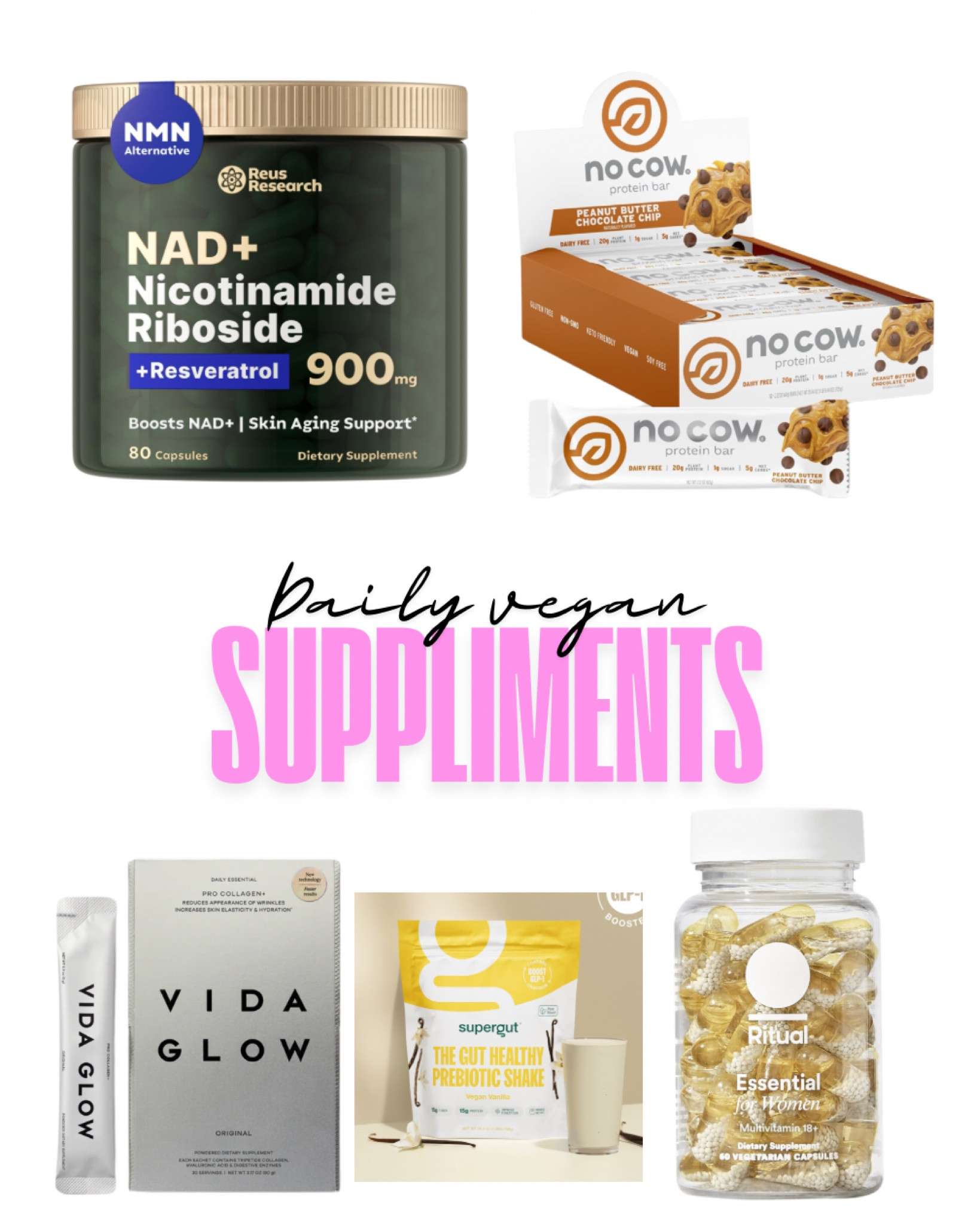 Daily supplements, vegan protein + vegan collagen ✨

#LTKFitness #LTKActive