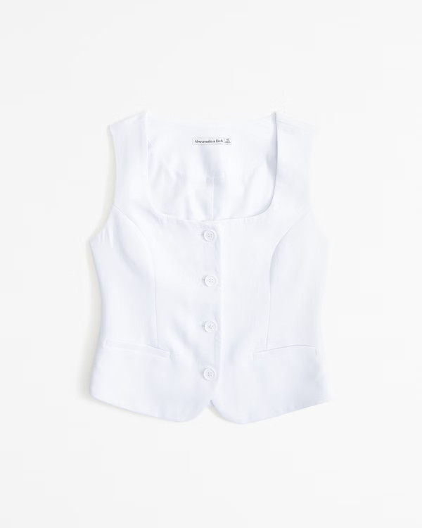 Women's The A&F Mara Premium Crepe Vest Squareneck Set Top | Women's Clearance | Abercrombie.com | Abercrombie & Fitch (US)