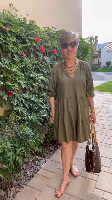 Great Amazon tiered olive green dress! Worn with a terrific (great price )layered Amazon necklace and very light-weight Amazon earrings! Brown tote ideas below 👇 in the products!
#casualspringlooks
#amazonfinds
#casualdresses

#LTKSeasonal #LTKunder50 #LTKsalealert