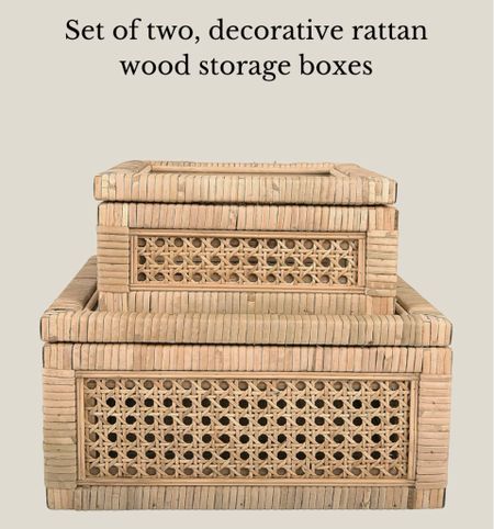 Set of two decorative rattan wood storage boxes, organic home decor, Amazon decor

#LTKMostLoved #LTKhome #LTKSpringSale