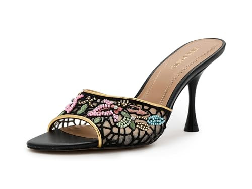 Steve Madden Women's Santi Heeled Sandal, Black Multi Mesh, 10 | Amazon (US)