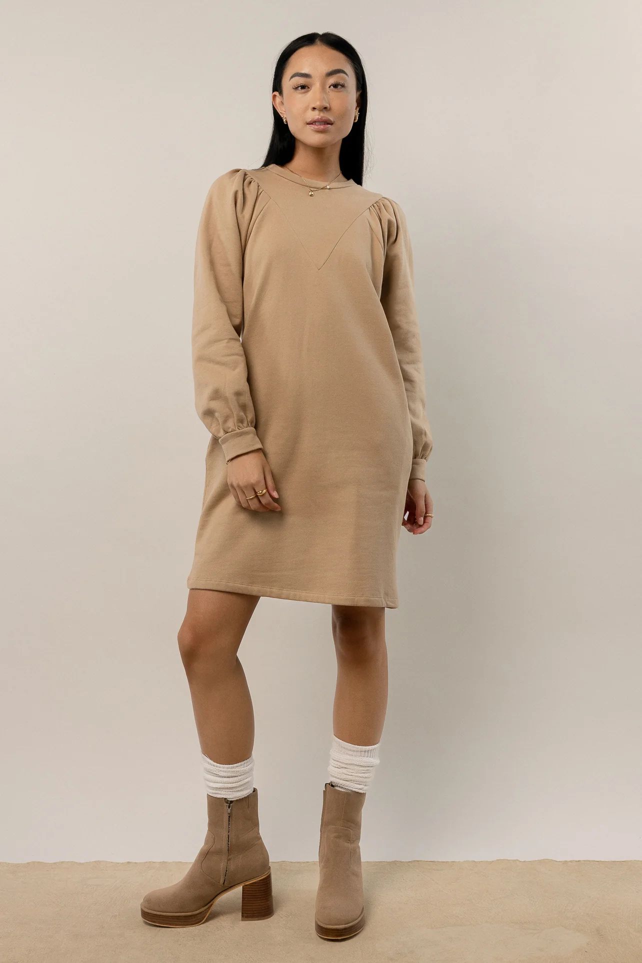 Everard Sweater Dress in Tan - FINAL SALE | Bohme