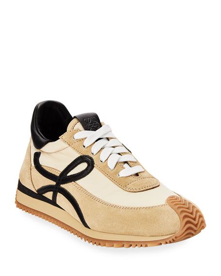 Loewe Flow Mixed Leather Runner Sneakers | Neiman Marcus