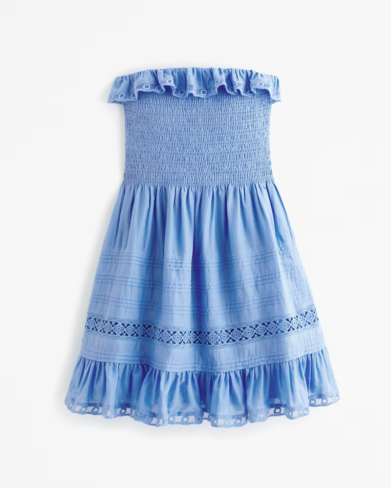 Strapless Smocked Mini Dress | Abercrombie & Fitch (US)