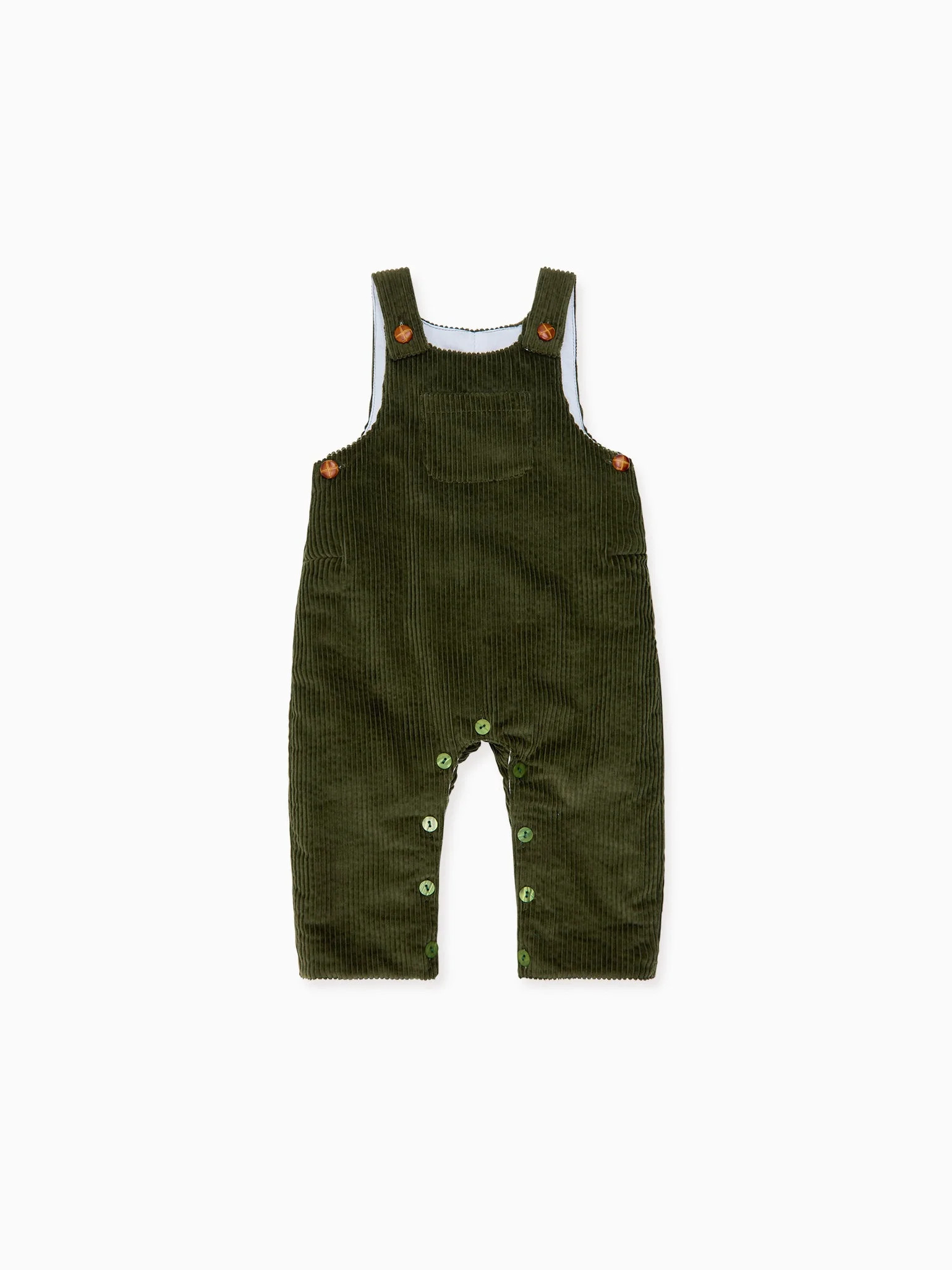 Olive Green Coroza Corduroy Baby Overalls | La Coqueta (US)