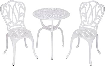 3 Piece Bistro Set,Outdoor Patio Set,Anti-Rust Cast Aluminum Bistro Table Set for Park Yard Front... | Amazon (US)