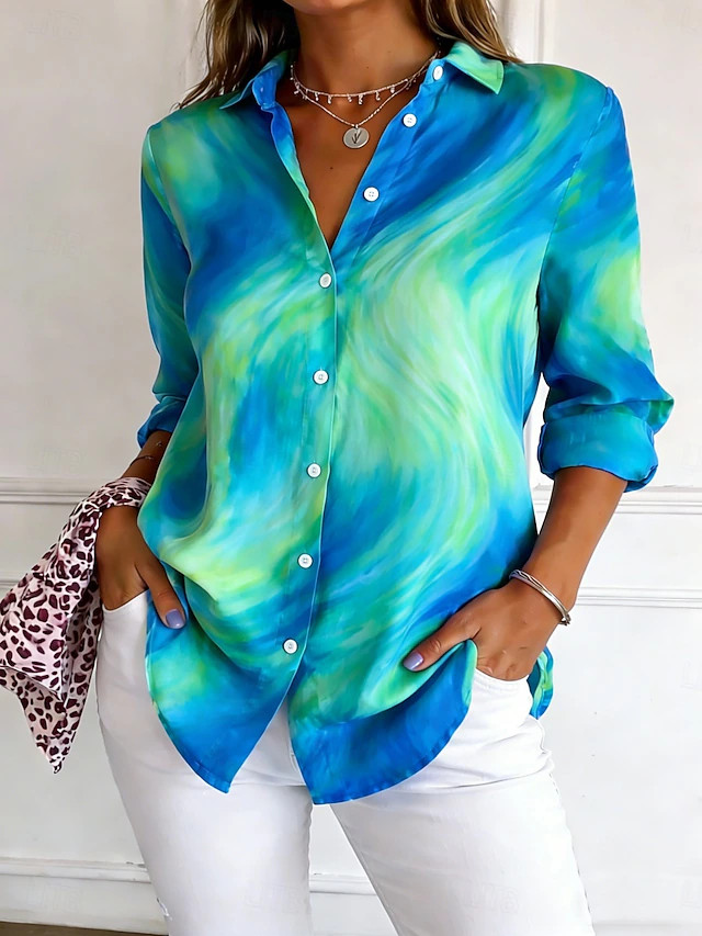 Women's Shirt Button Down Shirt Casual Shirt Beach Shirt Print Graphic Stylish Classic Casual Lon... | Lightinthebox
