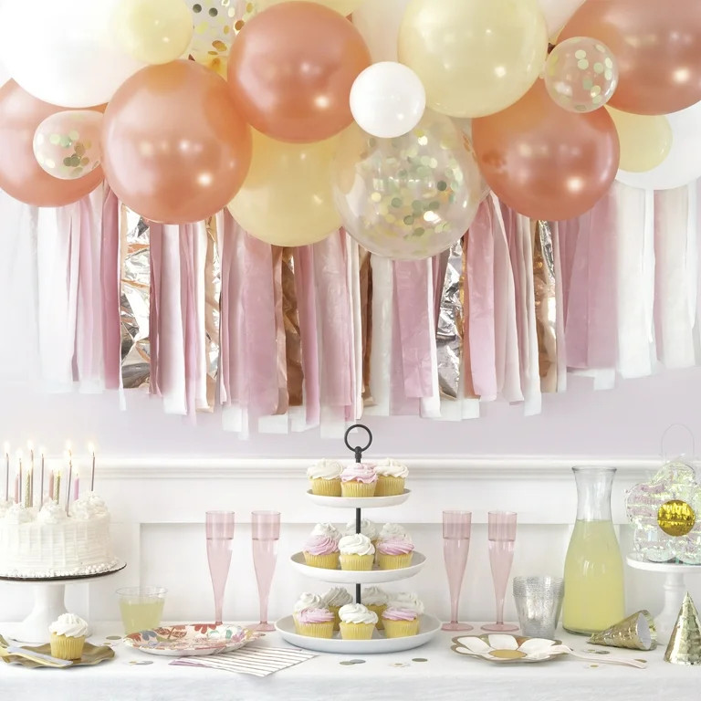 Way to Celebrate! Gold Painted Stripes Plastic Party Tablecloth, 84 x 54in - Walmart.com | Walmart (US)
