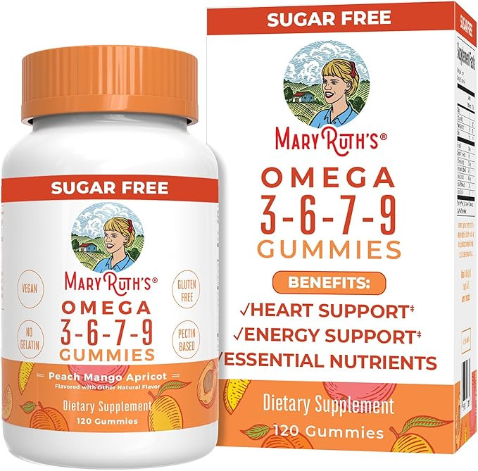 Vegan Omega 3 6 7 9 Gummies by MaryRuth's | Up to 4 Month Supply | Omega 3 Supplement with Flaxse... | Amazon (US)