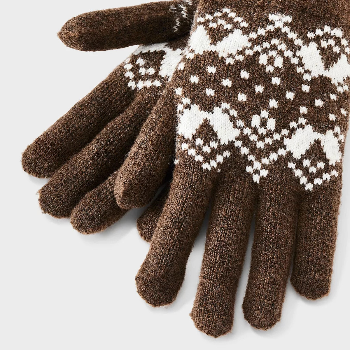 Fair Isle Pattern Beanie & Gloves 2pc Set - Universal Thread™ Brown | Target