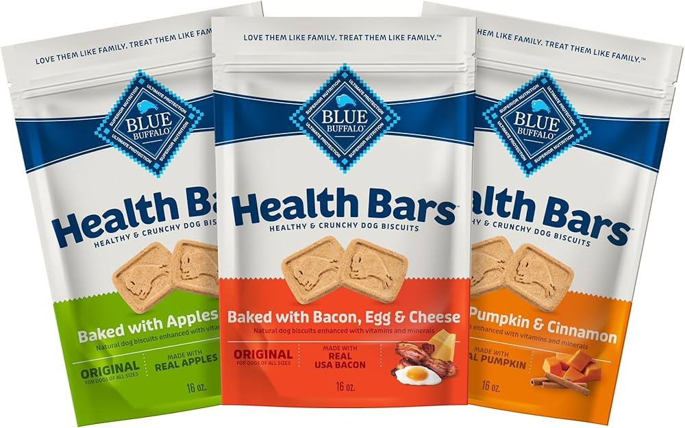 Blue Buffalo Health Bars Crunchy Dog Biscuits, Variety Pack, Bacon, Egg & Cheese, Apple & Yogurt,... | Amazon (US)