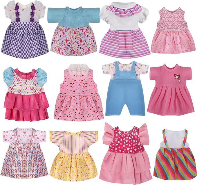 12 Sets Baby Doll Clothes for 12 13 14 Inch Dolls, Alive Doll Clothes Colorful Princess Dress, Ro... | Amazon (US)
