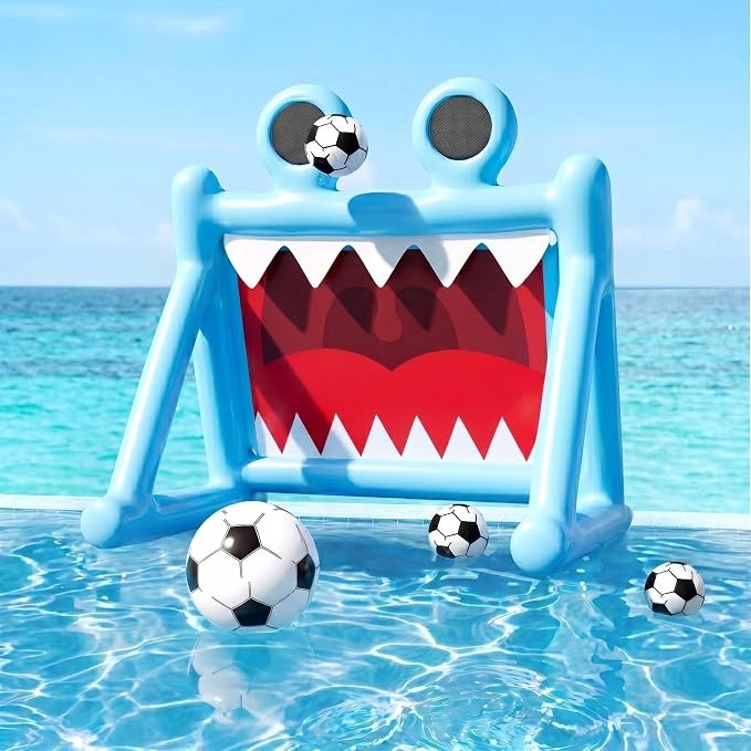 Funscape Kids Soccer Pool Toy, Inflatable Soccer Goal w/Balls, 2-in-1 Kick & Toss Water Pool Game... | Amazon (US)